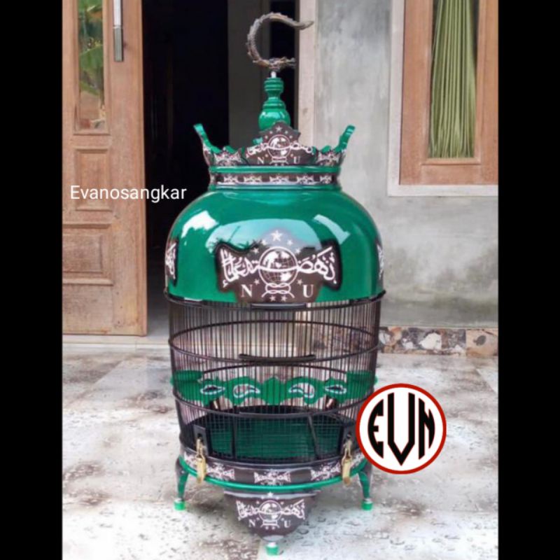 KANDANG/SANGKAR BURUNG PERKUTUT KAYU JATI DECAL