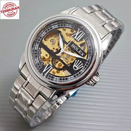 Jam Tangan Pria fashion pria arloji pria cowok  Rolex Automatic Transparan Boysize murah berkualitas