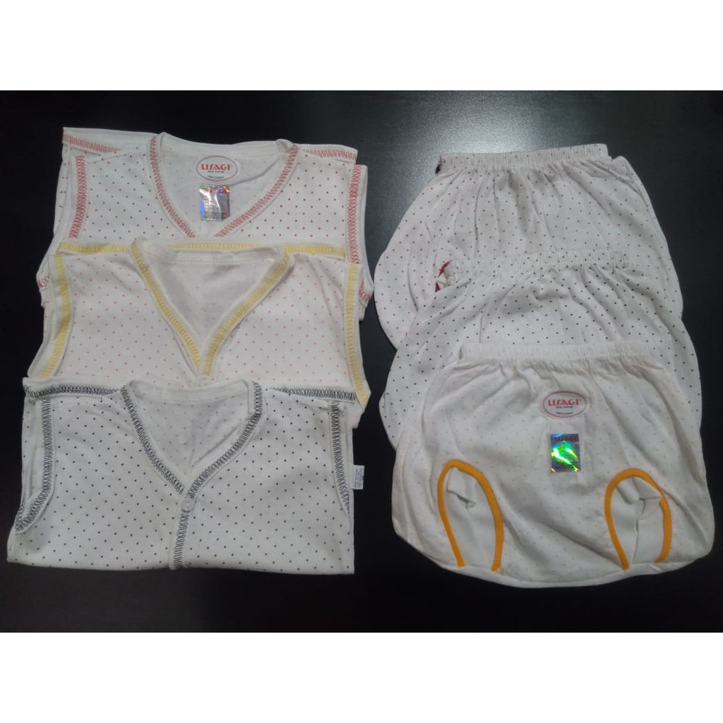 PAKET STELAN BAJU KUTUNG CLN POP 0-3 BLN USAGI BINTIK