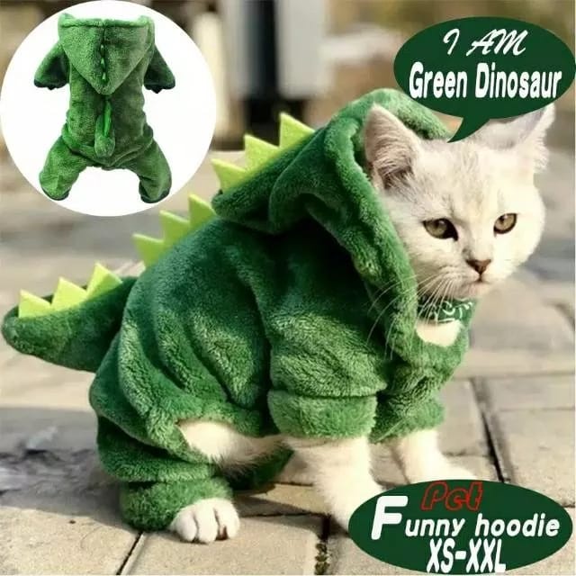 Baju Kucing Anjing Model Dinosaurus Kostum Cat Dog Pakaian Hoodie Dino Pet Costum