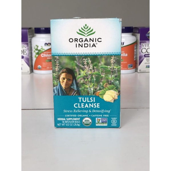 

Organic India Tulsi Tea, Cleanse, Caffeine-Free, 18 Infusion Bags, 1.02 oz (28.8 g), Teh Tulsi, Teh bebas kafein, Teh import