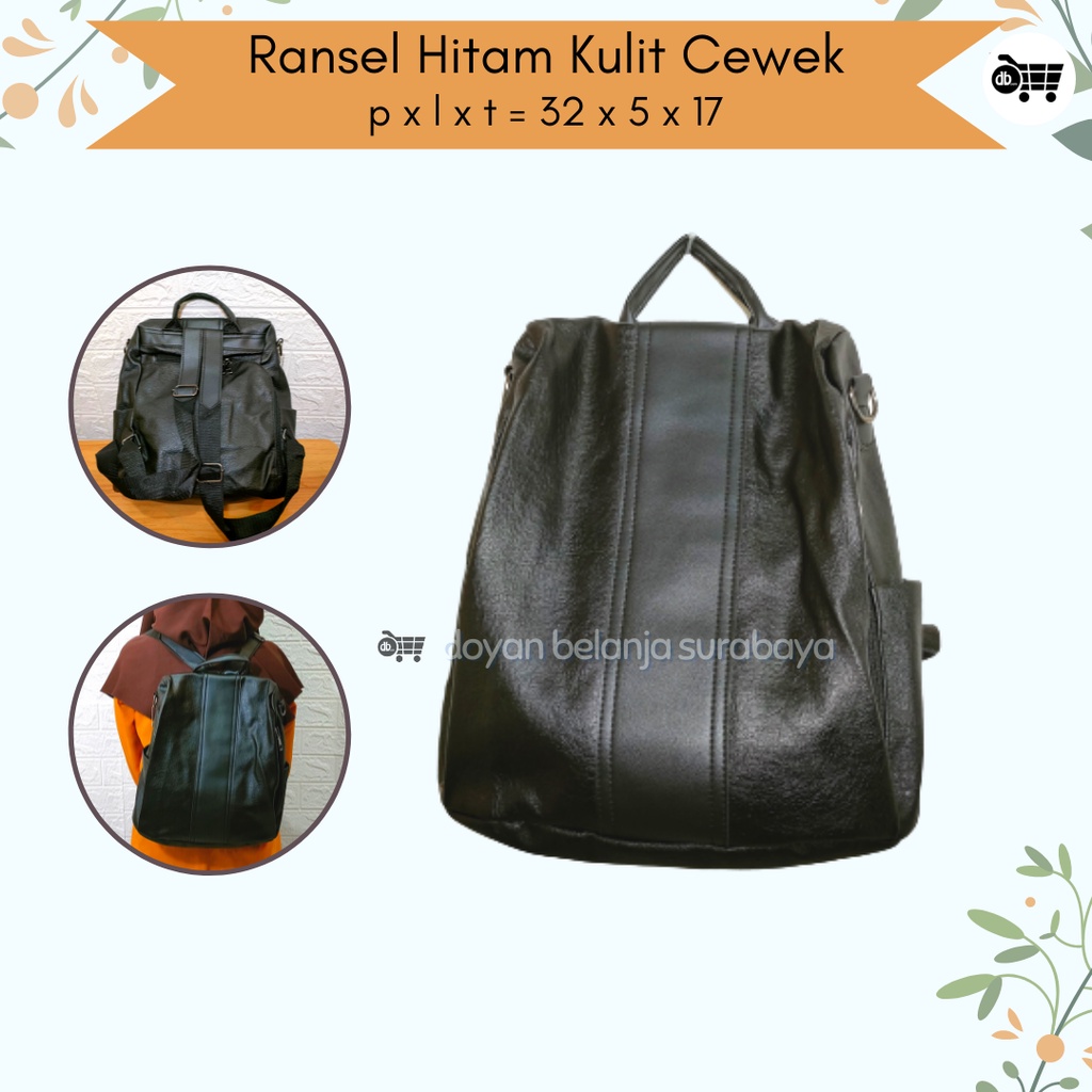 Tas Ransel Hitam Kulit Cewek/Tas Wanita/Tas Anak [PL]