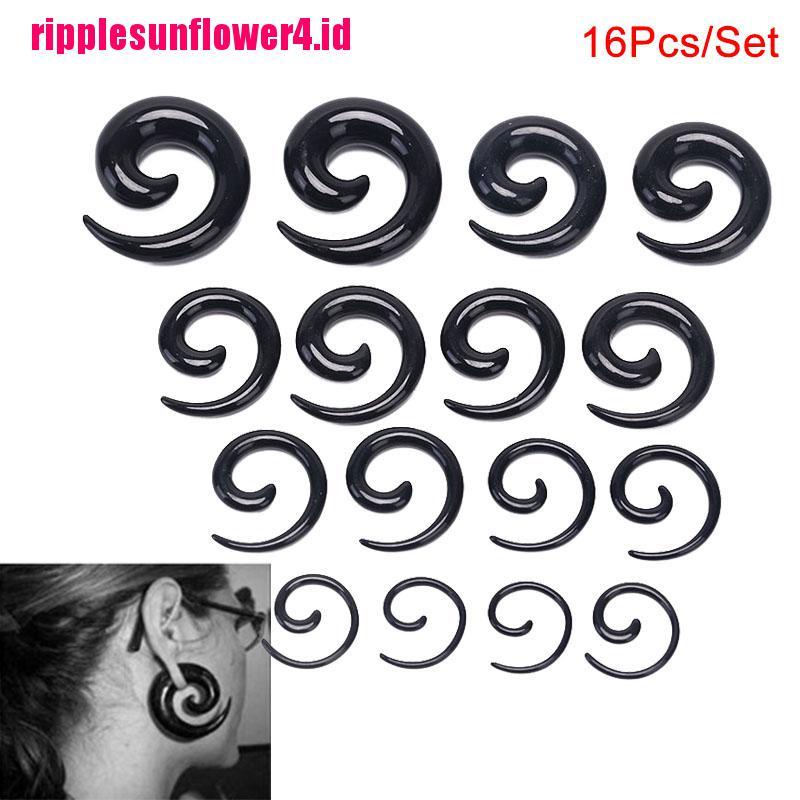 16pcs / set Ear Plug / Pelebar Lubang Tindik Telinga Bentuk Siput Spiral