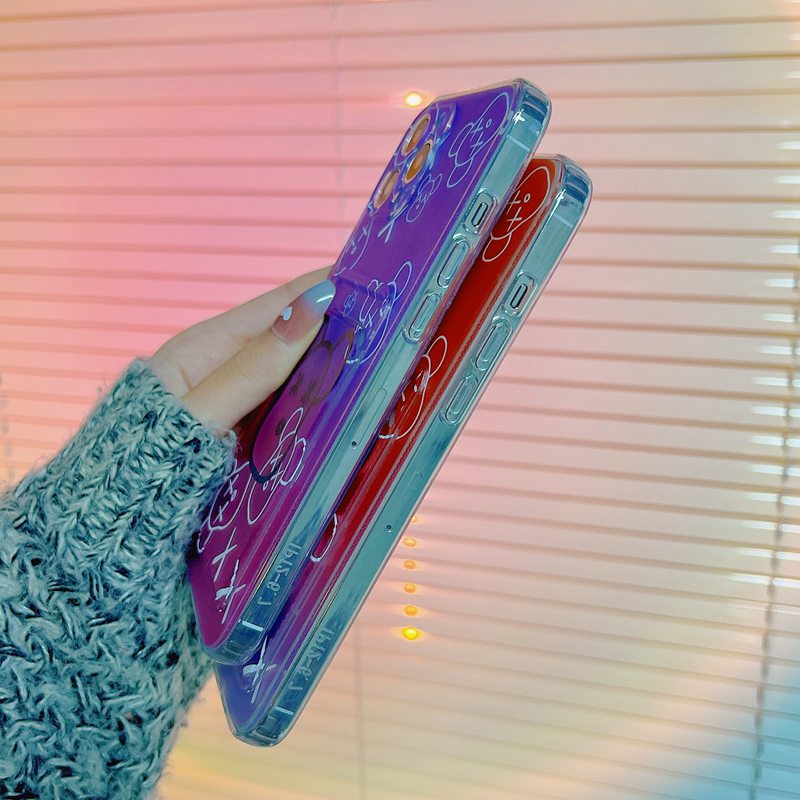 Gradient Orange &amp; Purple Card Bag Soft Case iPhone 6 6S 7 8 + Plus X XR XS Max 11 12 Pro Max SE 2020 Clear Casing Xiaomi Redmi 9A 9C 9T