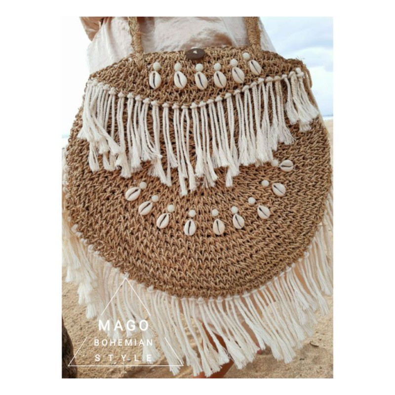 TAS ANYAMAN KERANG KHAS BALI BOHEMIAN STYLE