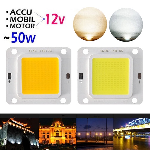 High Power Led 50W COB Kotak HPL COB Input Langsung Aki Accu DC 12V Lampu Sorot Motor Mobil PAnel