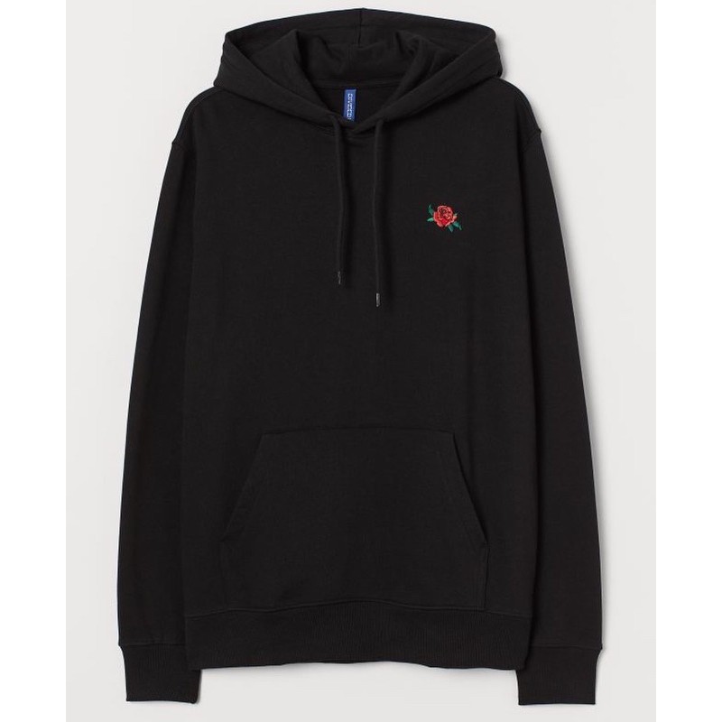 HOODIE HNM ROSE BORDIR BLACK
