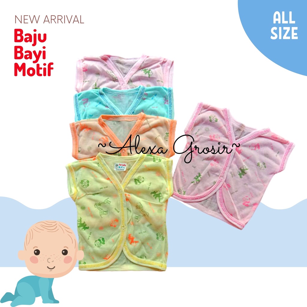 1 Pcs Baju Bayi Newborn Lengan Pendek 0-3 Bulan Motif Murah Warna