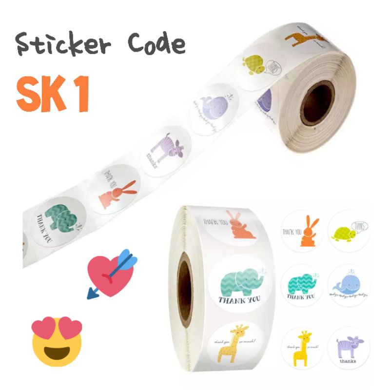 Stiker thank you bulat diameter 2.5cm isi 50pcs perpack-SK 1