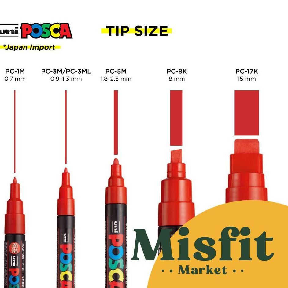 

(uemf -597) UNI POSCA PC-5M Paint Marker (Medium Point) PC5M Spidol Warna Warni Limit Edision