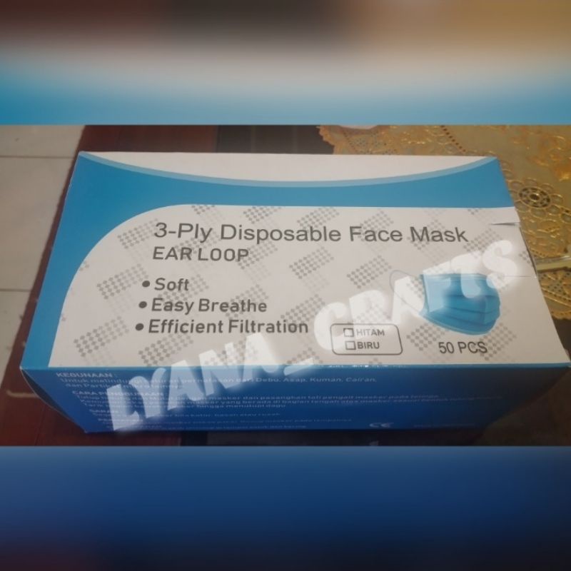 Jual Masker 3 Ply 50 Pcs Dengan Kotak (biru) | Shopee Indonesia