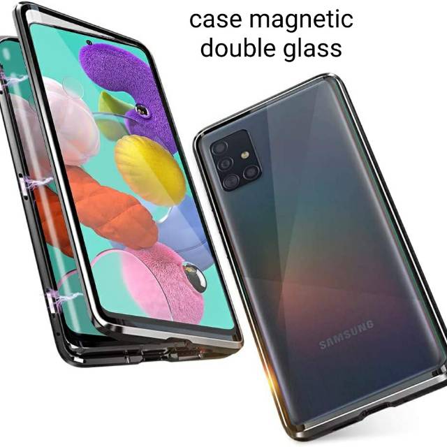 Case Magnetic DEPAN BELAKANG Samsung A51 Premium Case 2in1 Double Glass