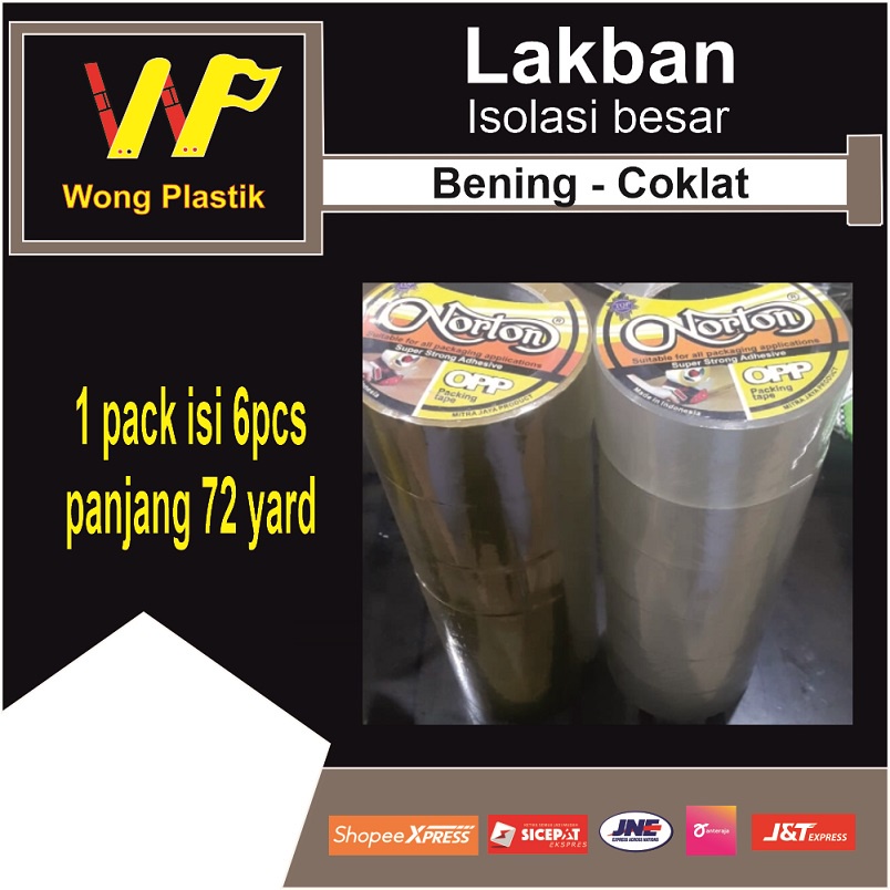

1 Pak isi 6 LAKBAN / SELOTIP / ISOLASI TEBAL 45mm PANJANG 72 YARD