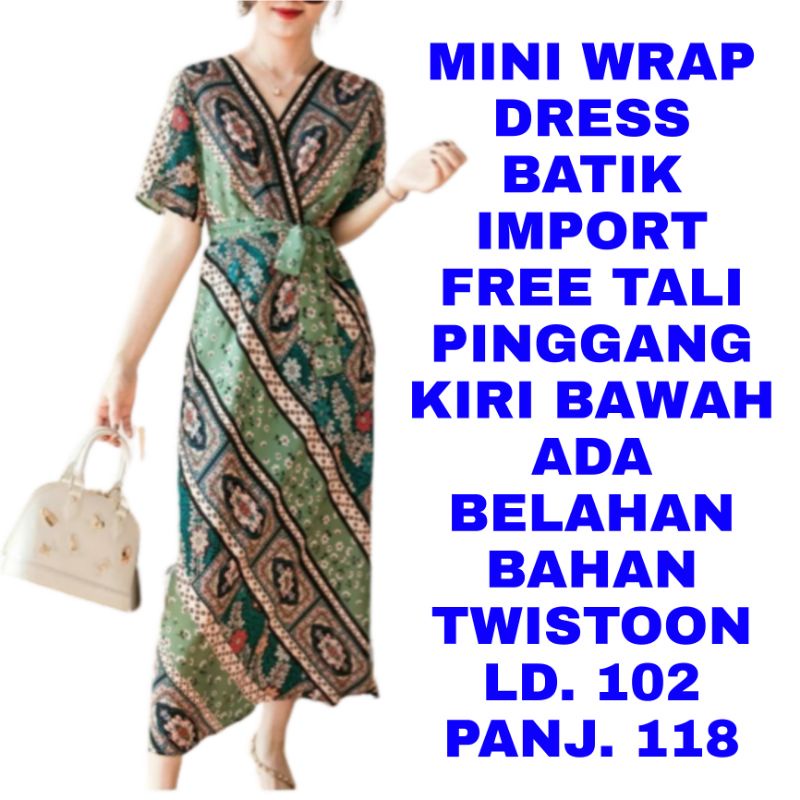 WK WIDI WRAP DRESS BATIK IIMPORT WANITA BAHAN HALUS JATUH MEEAH ELEGAN TIDAK NERAWANG GAUN