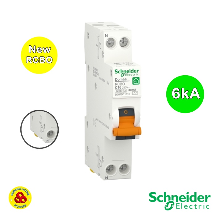 Schneider New RCBO Slim 1P+N 16A 30mA DOMD01616 16 Ampere