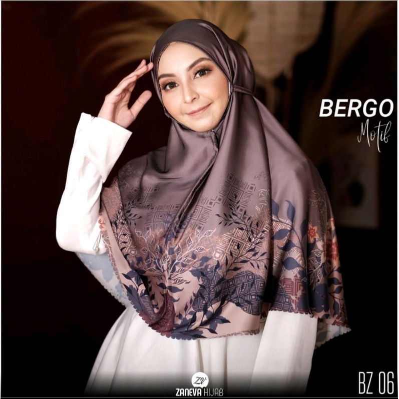 BERGO HIJAB / HIJAB INSTANT /MOTIF MARYAM PRINTING PREMIUM LASERCUT BY ZANEVA HIJAB