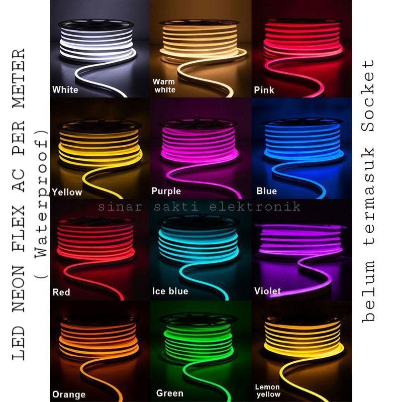 Lampu neon flex LED selang Flexible strip fleksible sign per meter ip 65 waterproof