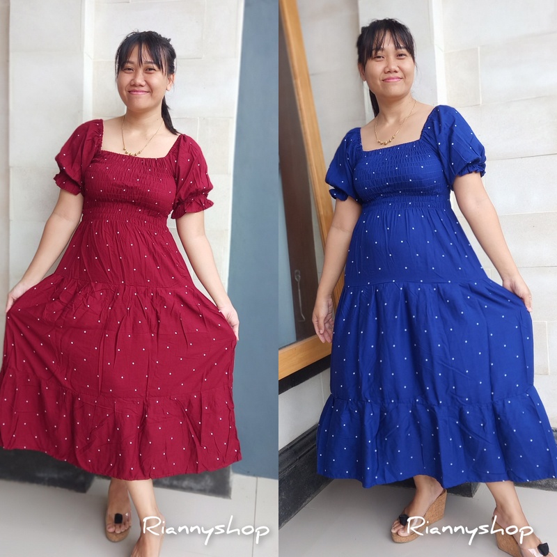 DRESS KERUT CANDA PANJANG DOUBLE RUFLE MOTIF