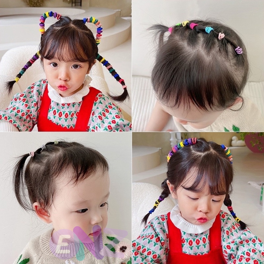 ENZ ® Ikat Rambut Dompet / Kunciran Elastis Warna Polos Gaya Korea Untuk Wanita / Karet Rambut Donat / Kuncir Anak Polos Gaya Korea 1042