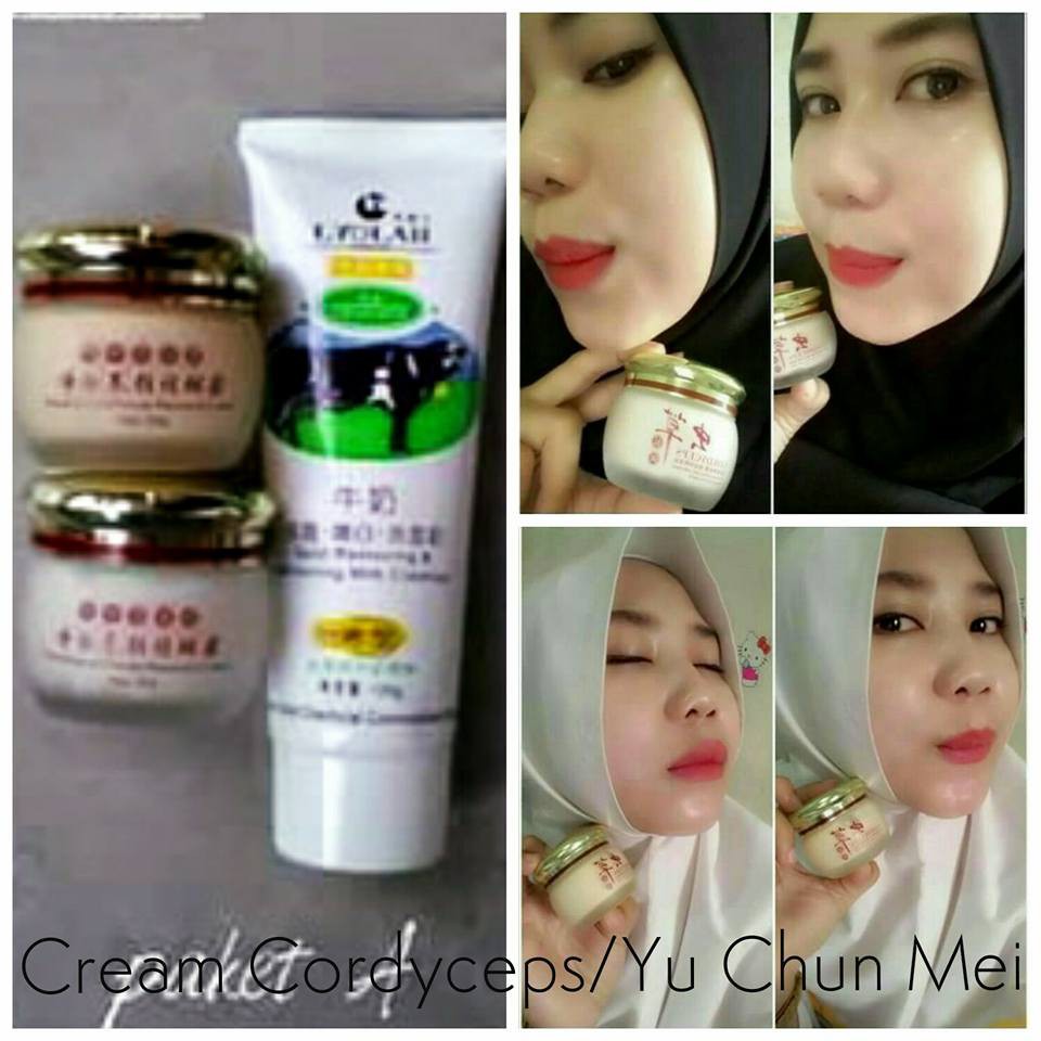 Paket Krim Herbal Yuchunmei Cordyceps Plus Milk Cleanser Krim Siang Malam Sabun Susu Lyolan Shopee Indonesia