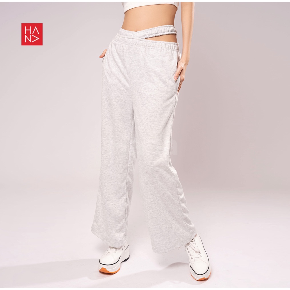 Hana Fashion - Sandra Slit Loose Pants Celana Panjang - LP035