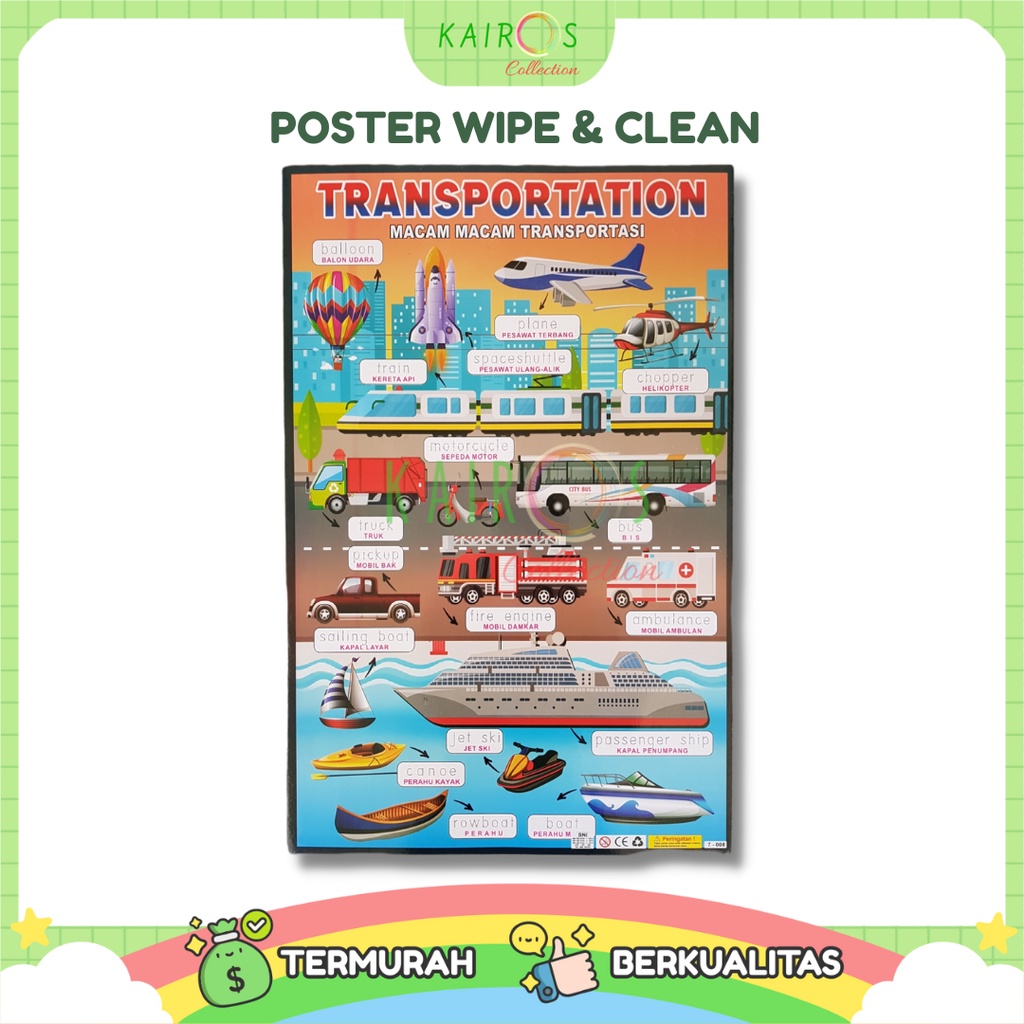 Poster Wipe and Clean (Tanpa Spidol) Anak Paud TK Belajar Menulis Alfabet ABC