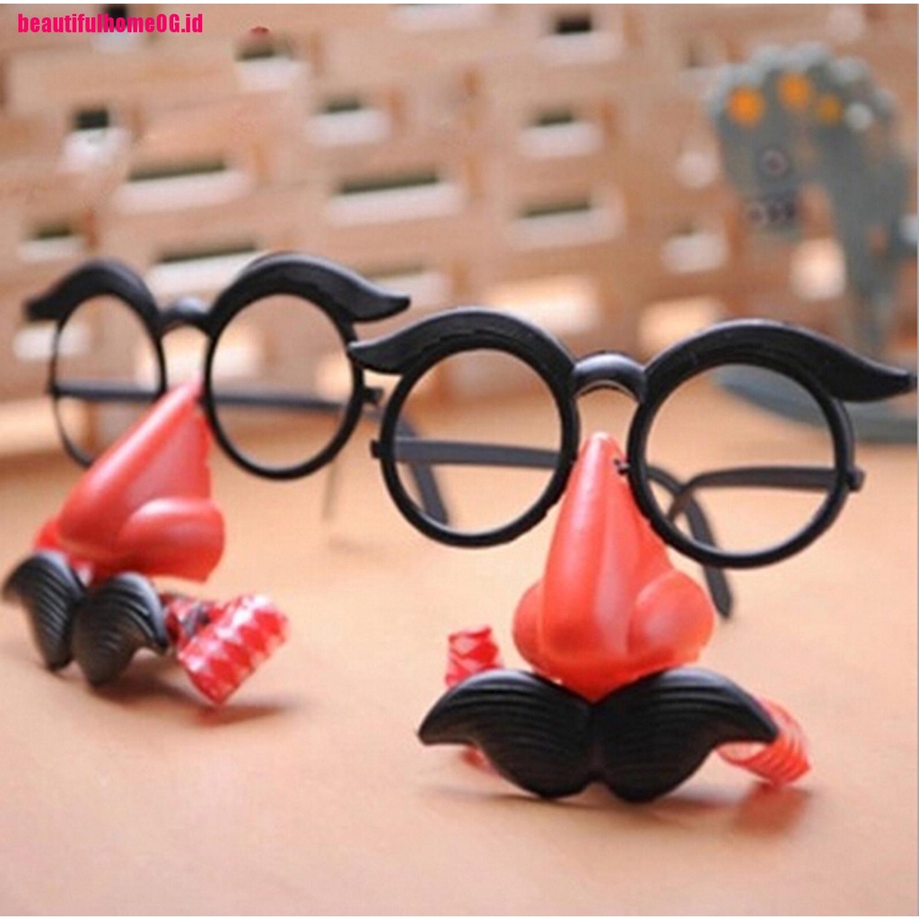 Kacamata Badut Hidung Merah Dengan Bingkai Bulat