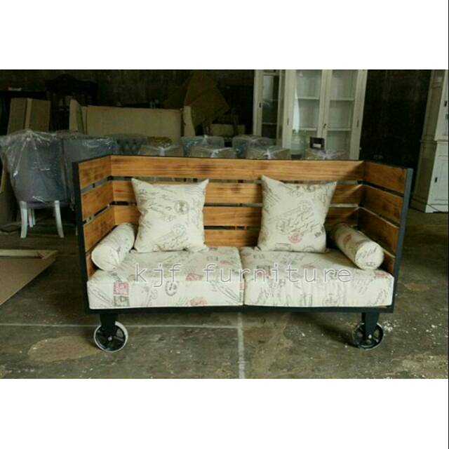 Sofa retro vintage unik kaki roda sofa kaki roda besi