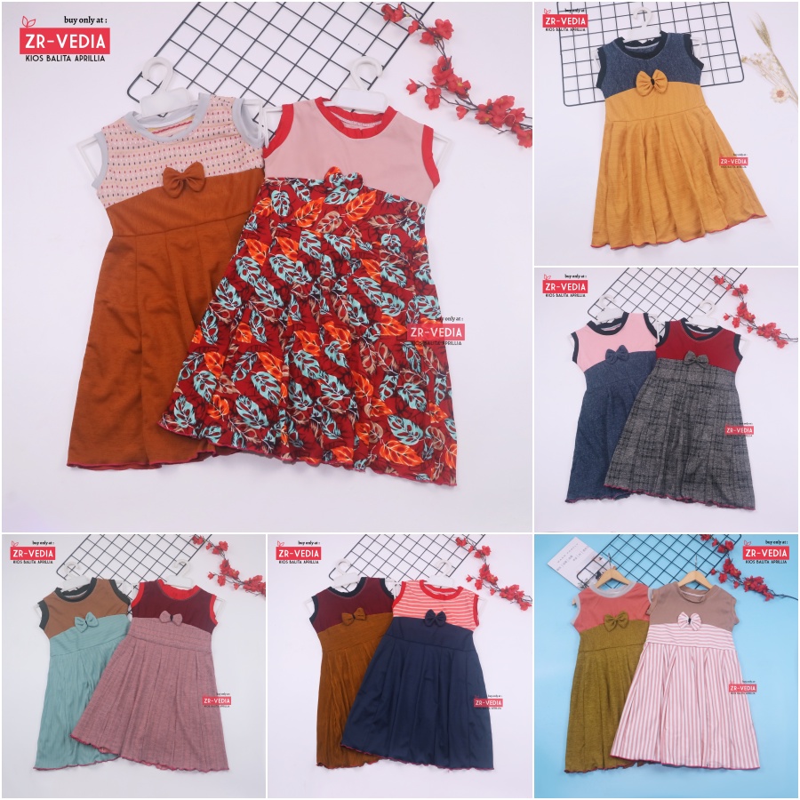 Dress Aila 5-6 Tahun / Dres Pesta Murah Baju Anak Perempuan Harian Batik Gaun Yukensi Grosir Baru