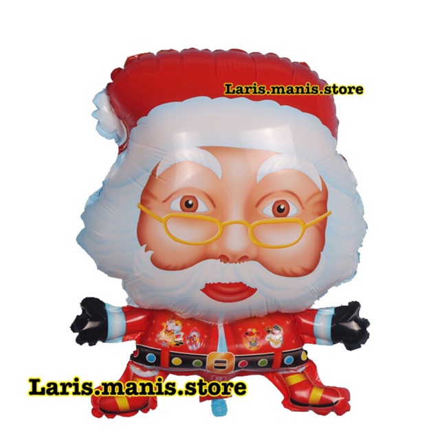 Balon santa kacamata - balon foil santa - balon merry christmas - balon dekorasi natal