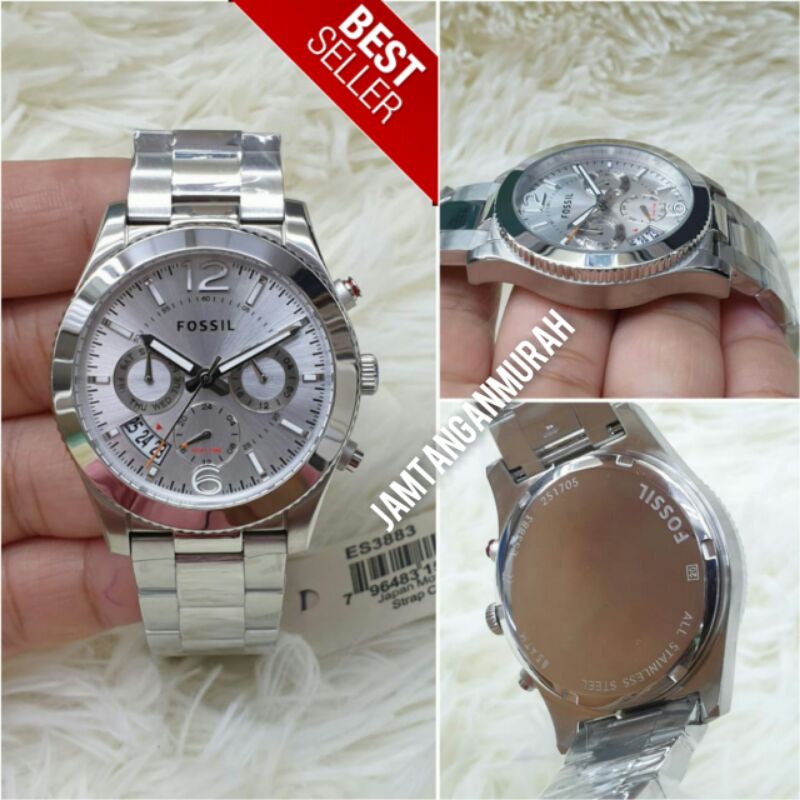 jam tangan pria fossil batre crono stainless kualitas original