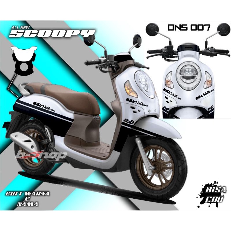 Decal custom Scoopy new 2021 motif desain AE86 initial D simple variasi motor full body printing sti