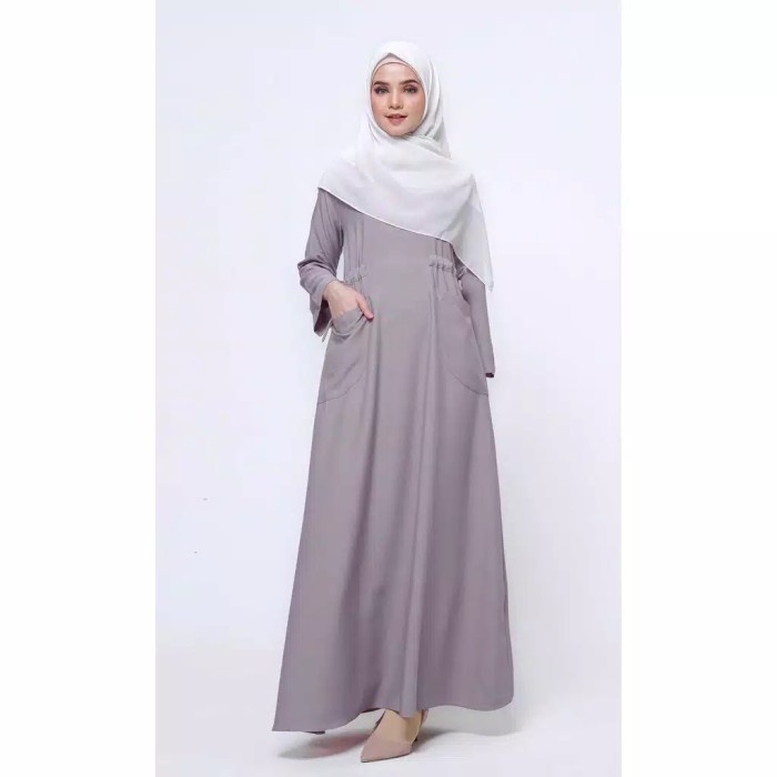 PREMIUM TUFINE - GAMIS WANITA GAMIS KEKINIAN - LATIVA DRESS SILVER GREY - S