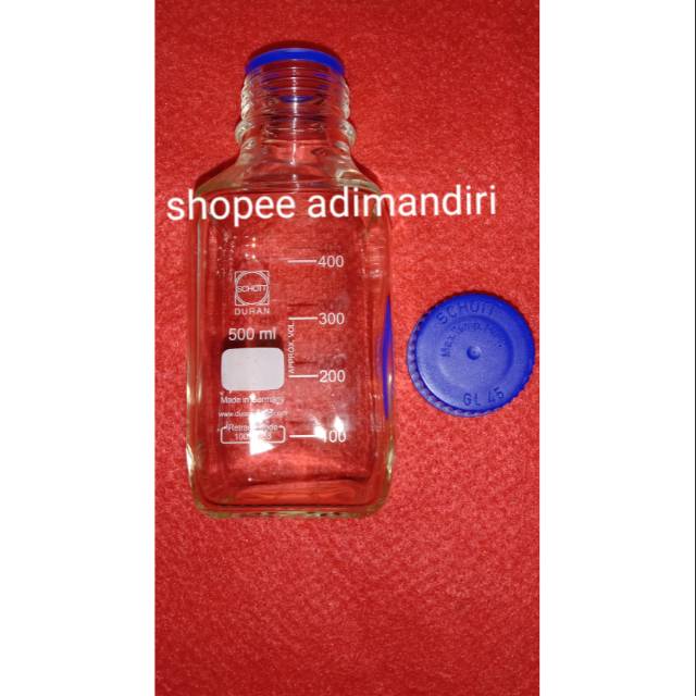 Duran Botol Square Clear 500ml/Botol sampel square Duran