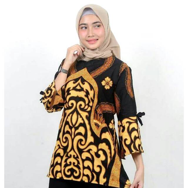 BLOUSE BATIK LENGAN PANJANG MOTIF ETNIK DAYAK KALIMANTAN BATIK PEKALONGAN FASHION BATIK CEWEK 123455