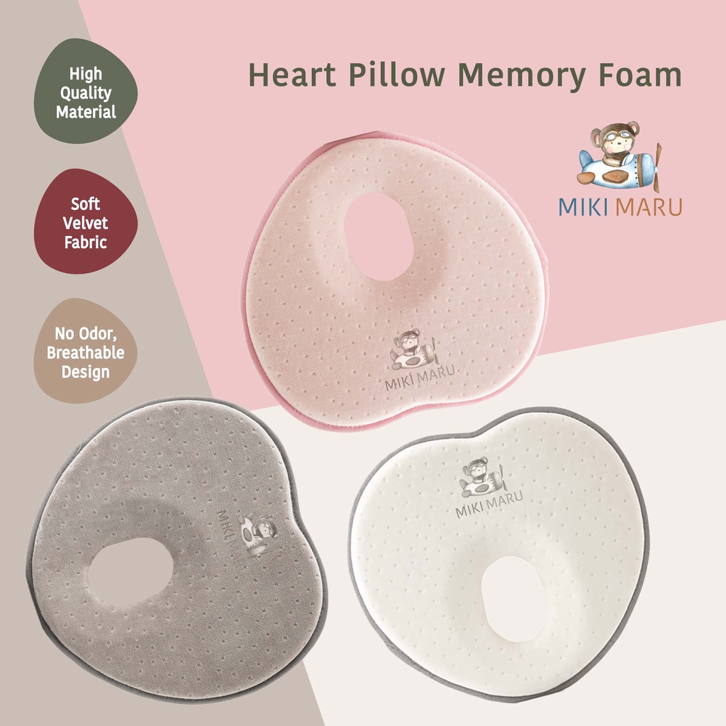 Jual Mikimaru Bantal Peyang Bayi Heart Baby Pillow Memory Foam Flat Head Premium Baby Pillow Bantal Peyang Bayi Premium Shopee Indonesia