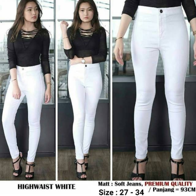 Celana Panjang Highwaist Putih Kancing 1 . Jeans Hw Murah . Celana Panjang Hw murah