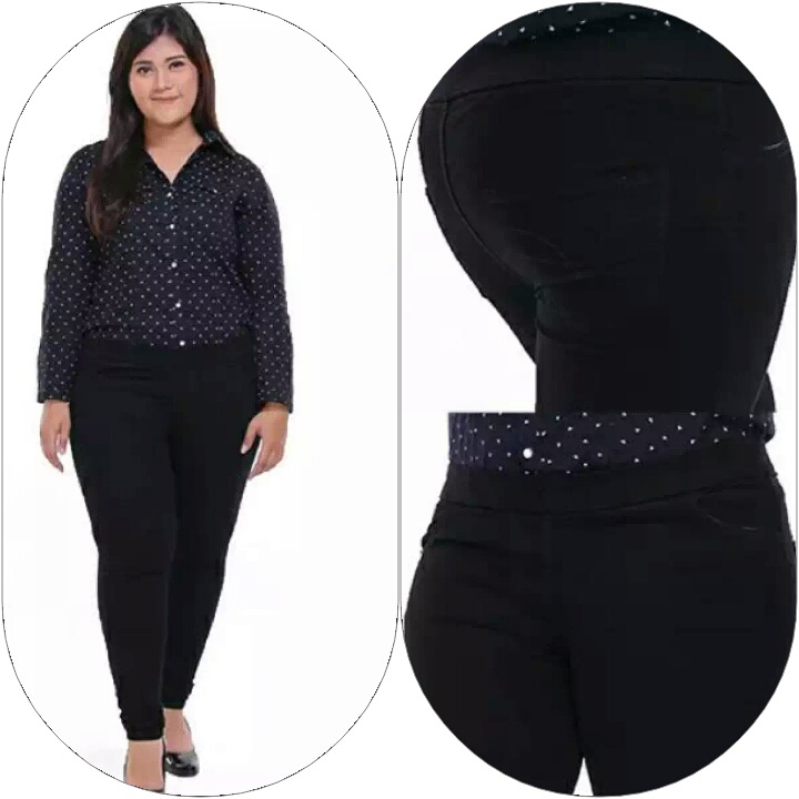 Celana Panjang Wanita - Legging Jeans Wanita Jumbo - Jeans Pinggang Karet - Jahitan Rapi - Jeans Pre