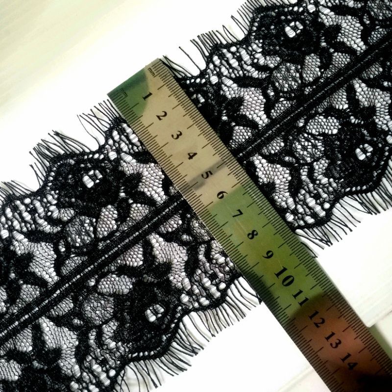 per pcs 3 meter,renda paris warna hitam lebar 10cm