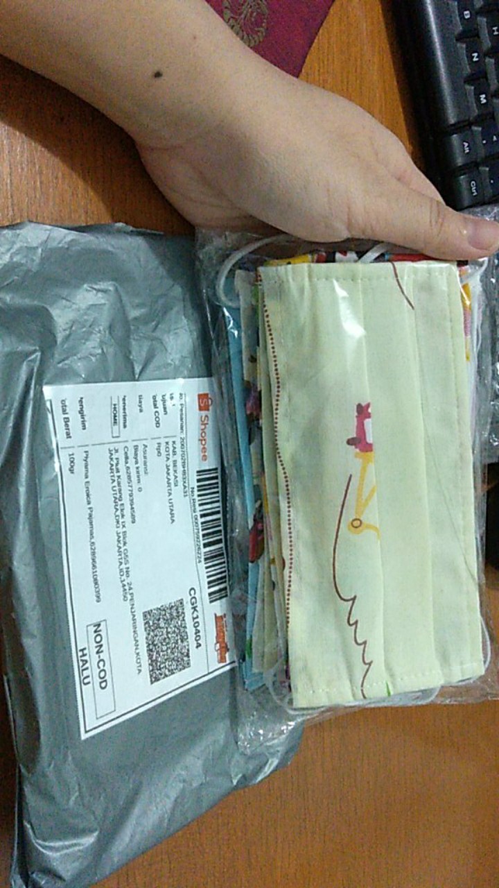 Masker Kain Anak 2 Lapis + Selipan Tissue Lapisan Dalam Anti Air