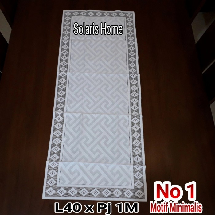 Taplak Putih Segi Meja Tamu Sofa kain Renda tebal ELINA 71