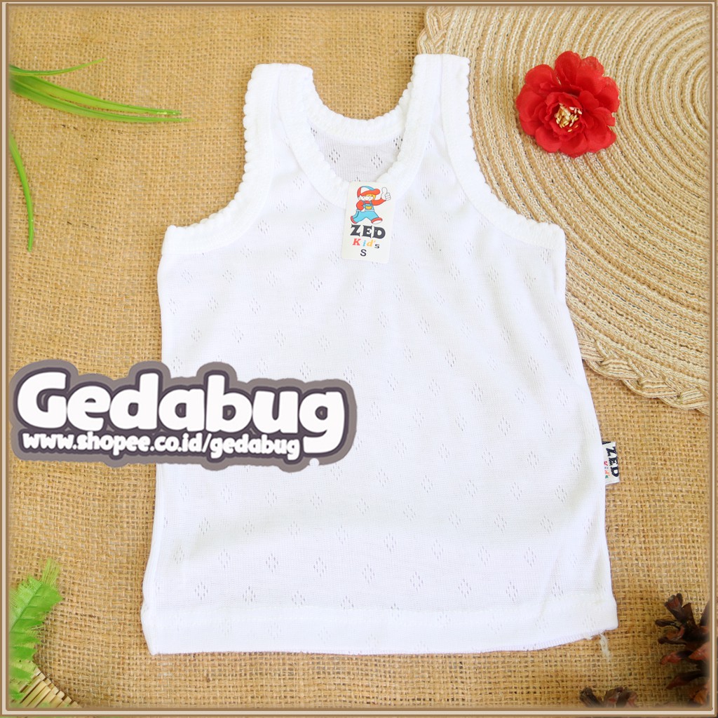 3 Pcs - Singlet Anak ZED Kids Putih Kaos Dalam Bayi / Singlet Anak S - 6L | Gedabug