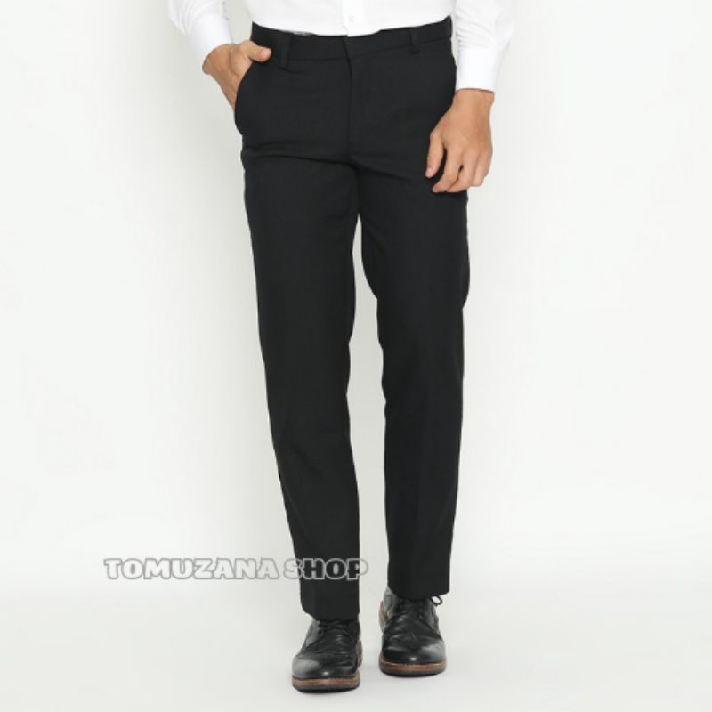 CELANA PANJANG | FORMAL | KERJA | KANTOR | BAHAN | DASAR | KAIN | SLIM FIT | PRIA | COWOK | HITAM | BURLOIS | ORIGINAL