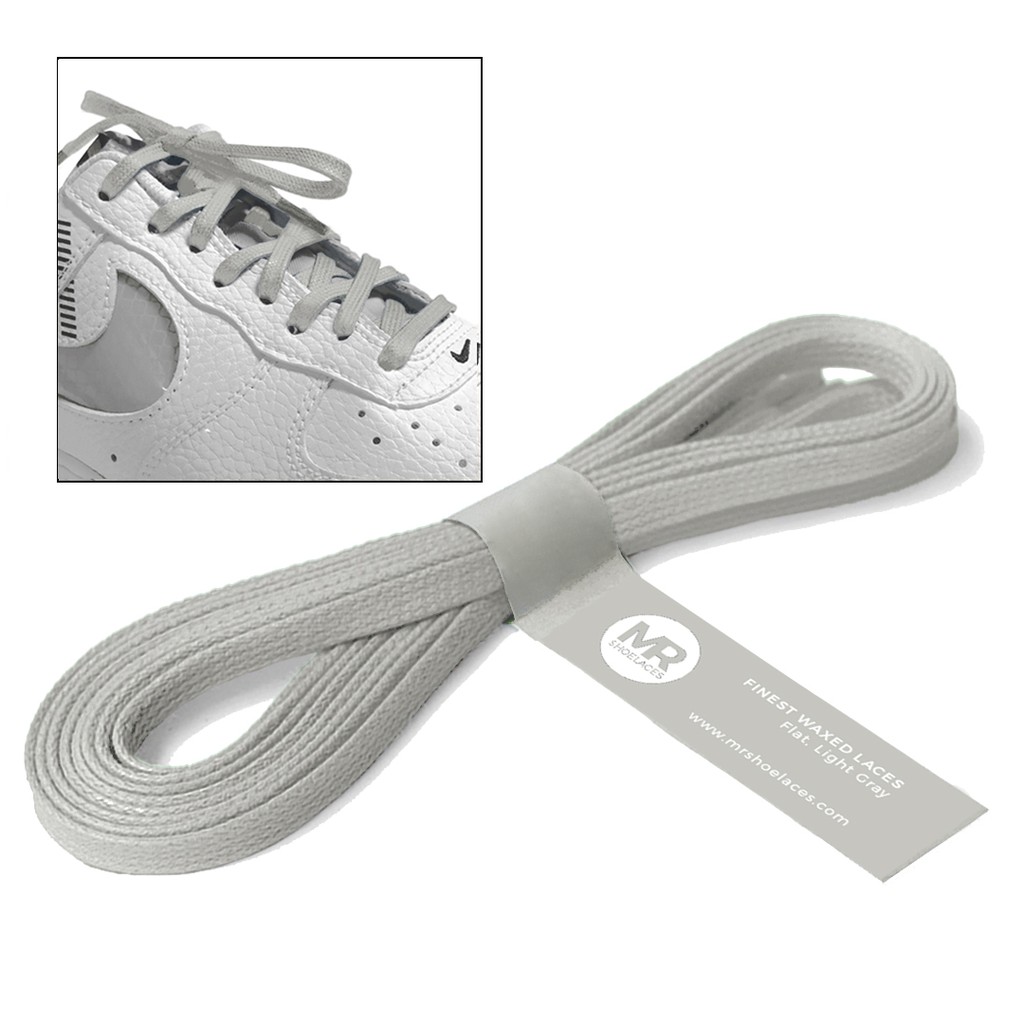 MR Shoelaces FA24 Light Gray Abu Muda Tali Sepatu Lilin 5mm Gepeng Flat Pipih (Waxed Laces) 90cm 100cm 120cm 200cm - Premium Shoelace