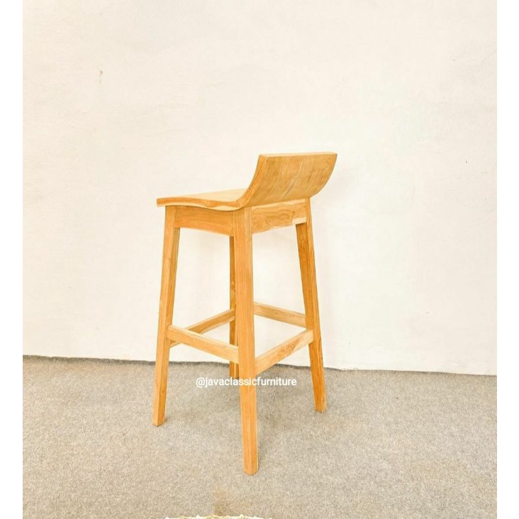 KURSI BAR STOOL CAFE RESTO KAYU JATI SOLID GRADE A DINNING KITCHEN SET FINISHING NATURAL PRODUKSI DARI JEPARA-3