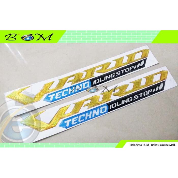 emblem tulisan honda vario techno 150 idling stop timbul glitter gold