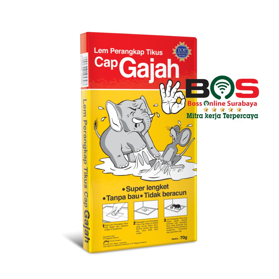 Lem Tikus Cap Gajah Anti Tikus Papan Trap Cap 70gram