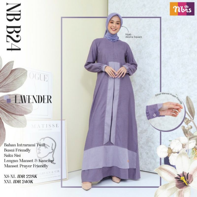 GAMIS NIBRAS NB B24 LAVENDER PEACH OLIVE GAMIS NIBRAS TERBARU DRESS LENGAN PANJANG GAMIS SYARI
