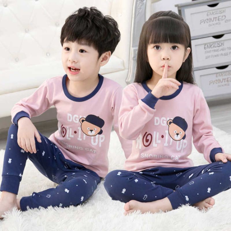 Baju Tidur Anak Import Bahan Halus 100% Cotton/Stelan Baju tidur anak/piyama anak