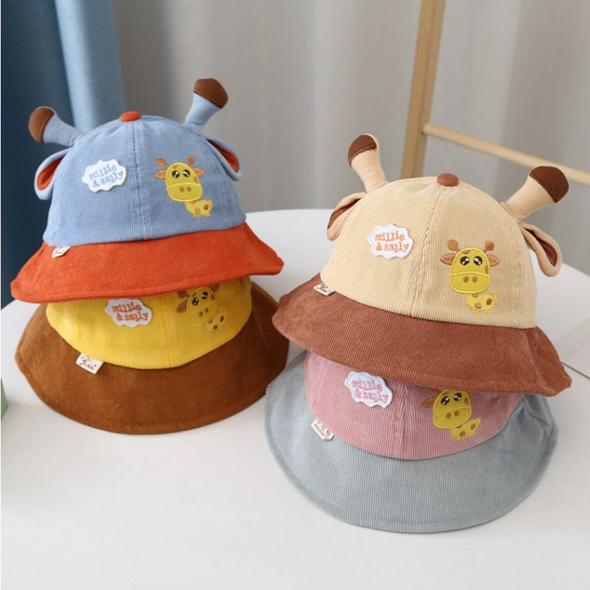 BUCKET TOPI ANAK MILLIE N SALLY GAMBAR JERAPAH TANDUK FASHION TOPI BAYI KEKINIAN CBKS VC-1